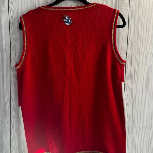 Ugly Christmas Sweater Vest Holiday Womens Medium Red Snowman Winter Wonderland - Picture 4 of 7